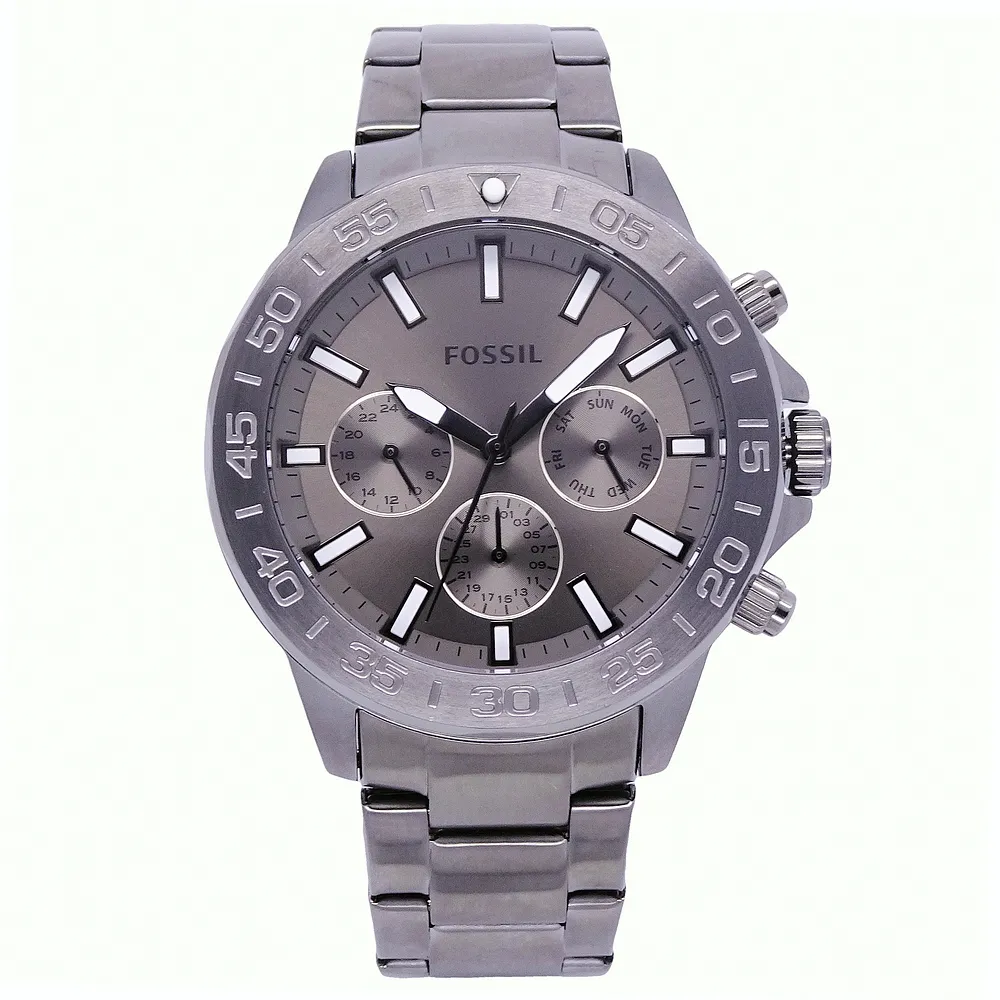 【FOSSIL】FOSSIL 美國最受歡迎頂尖運動時尚三眼計時腕錶-鐵灰-BQ2491