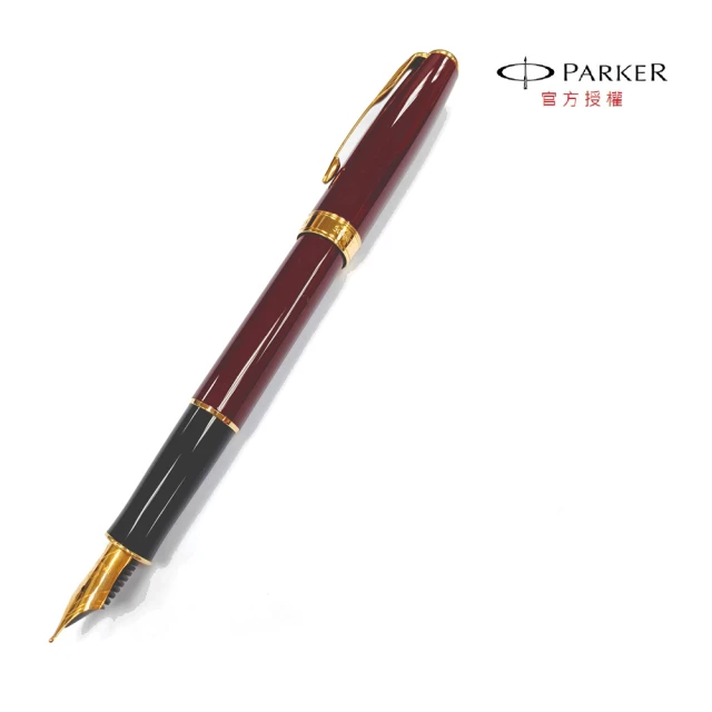 PARKER 08麗雅紅金夾鋼筆(不鏽鋼尖)