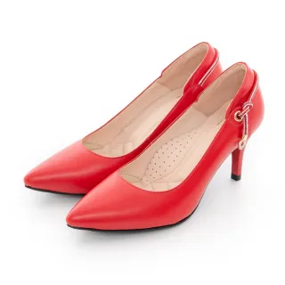 【bac】素雅尖頭鑽飾條裝飾高跟鞋(紅色)