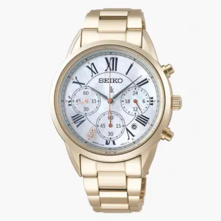 【SEIKO 精工】Lukia系列 時尚金 珍珠貝 太陽能 計時腕錶 畢業禮物 送禮 推薦(SSC822J1/V175-0EX0G)