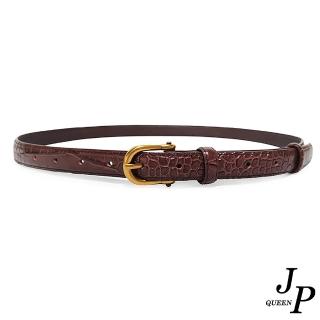 【Jpqueen】成熟鱷魚皮紋真牛皮細腰帶皮帶(3色可選)