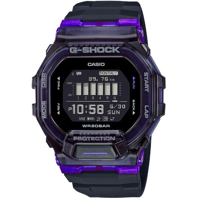 【CASIO 卡西歐】G-SHOCK 活力亮彩藍牙連線計步多功能運動錶 618 618 送禮(GBD-200SM-1A6/速)