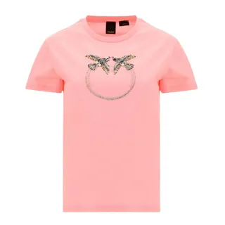 【PINKO】女款 Love Birds圖案 粉色短袖T恤(XS號、S號、M號、L號)