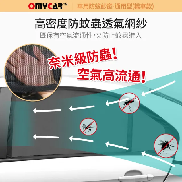 【OMyCar】1組2入-車用防蚊紗窗-通用型-轎車款-快(汽車防蚊紗窗 車窗防蚊罩 紗窗 車用蚊帳 車窗蚊帳 露營)