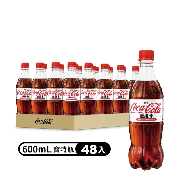 Coca-Cola 可口可樂 纖維+ 寶特瓶600ml x2箱(共48入;24入/箱)