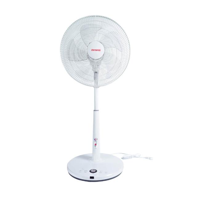 AIWA愛華 DF-M1621E AIWA愛華 DF-M1621E 16吋立扇,採用DC直流變頻馬達,僅27W超低耗電,靜音運轉不擾人。五片式風扇葉提供三段以上風速選擇,高度可調835~1030mm,適合居家辦公使用。臺灣製造,BSMI認證R63830,電線長1.7m,重量僅4kg,輕巧耐用,是夏日涼風首選。