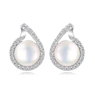 【KATROY】珍珠耳環． 7.5-8.0 MM．母親節禮物(銀色)