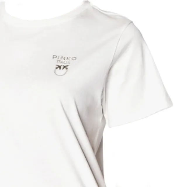 【PINKO】女款 Love Birds LOGO 白色短袖T恤(XS號、S號、M號、L號)