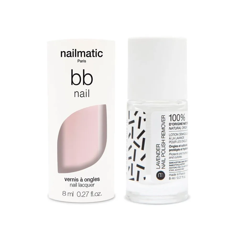 【Nailmatic】Nailmatic 純色生物基經典指甲油-BB Nail 輕裸色x薰衣草去光水8ml(更友善的對待指甲和環境)