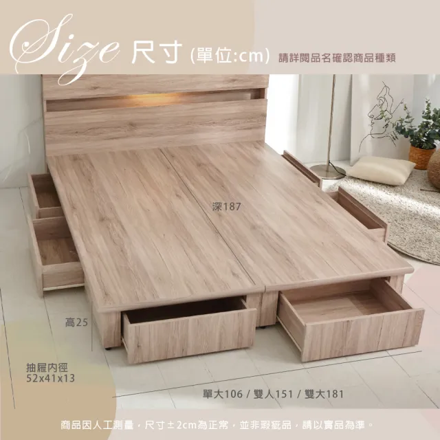 【藤原傢俬】全木芯板6抽床架6尺(不含床頭)