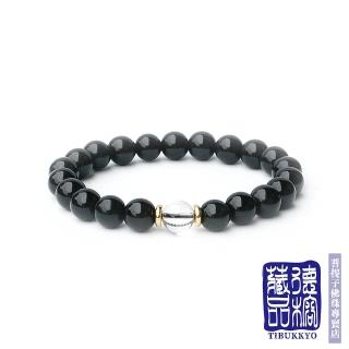 【TIBUKKYO 德榕藏品】原礦無染色黑曜石手珠 8mm 白水晶隔珠(天然黑曜石手珠)