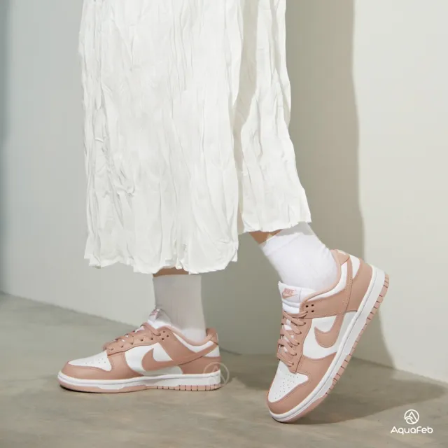 NIKE 耐吉】Dunk Low Rose Whisper 女鞋白色粉色玫瑰經典皮革低筒休閒