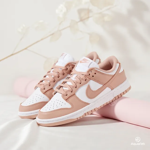 NIKE 耐吉】Dunk Low Rose Whisper 女鞋白色粉色玫瑰經典皮革低筒休閒