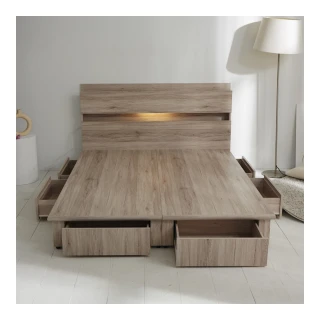 【藤原傢俬】全木芯板收納床組二件式3.5尺(2層床頭+新6抽屜床架床底)