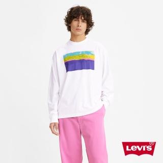 【LEVIS 官方旗艦】男款 長袖T恤 / BOXY寬鬆方正版型 / 印象派風景塗鴉 熱賣單品 A1006-0003