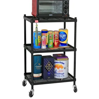 【居家cheaper】厚鐵框45X60X128CM三層推車(鐵架/波浪架/層架/置物架/儲藏架/貨架)