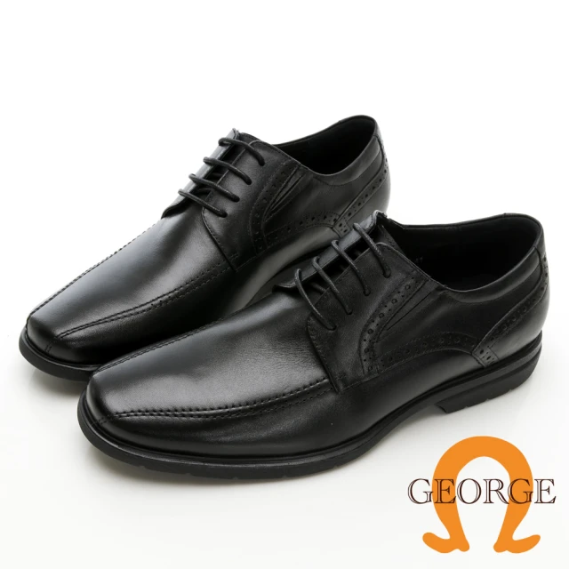 【GEORGE 喬治皮鞋】MODO超輕系列 超輕量繫帶柔軟真皮紳士鞋-黑色 215024CZ-10