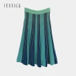 【JESSICA】百搭寬鬆撞色豎條紋針織長裙 2222D4（藍綠）