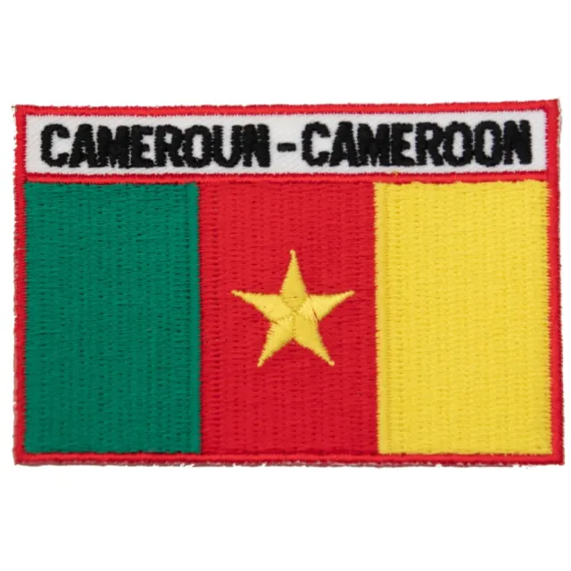 【A-ONE 匯旺】喀麥隆 國旗 電繡燙布貼紙 刺繡背包貼 熨斗布標 刺繡貼紙 刺繡背膠補丁 電繡貼