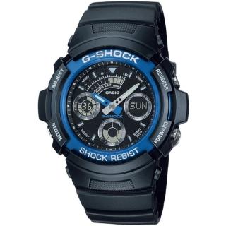 【CASIO 卡西歐】G-SHOCK 極速運動雙顯手錶 情人節 禮物(AW-591-2A/速)