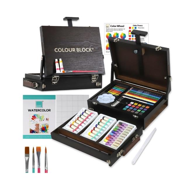 【COLOUR BLOCK】畫架型多媒材木盒組 收納畫具二合一 兒童禮物 春遊寫生(畫架收納木盒)