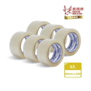 【DEER BRAND 鹿頭牌】OPP霧透封箱膠帶6入組 48mmX35M