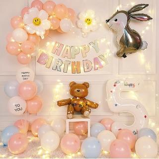 韓系ins風粉色寶寶周歲生日氣球桌飄組1組(生日氣球 派對 求婚告白 紀念日 佈置)