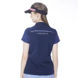 【Lynx Golf】女款吸濕快乾透氣易溶紗材質反光印花脇邊剪裁設計無袖背心(深藍色)