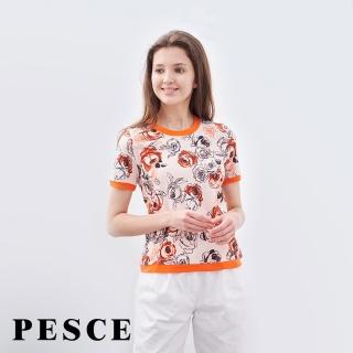 【PESCE】短袖圓領上衣、天絲印染(透氣涼爽/親膚抗菌/臺灣製造)