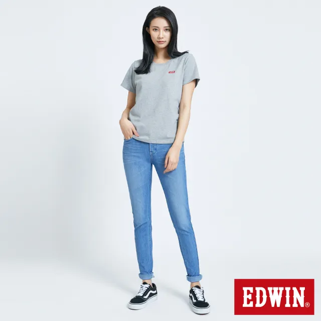 【EDWIN】女裝 JERSEYS 迦績EJ6超彈錐形牛仔褲(拔淺藍)