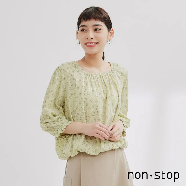 【non-stop】清新花卉方領上衣-2色