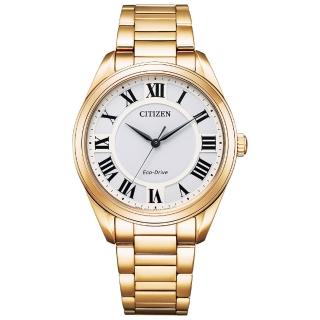 【CITIZEN 星辰】Lady 時尚羅馬光動能女錶-玫瑰金/35mm 母親節限定(EM0973-55A)