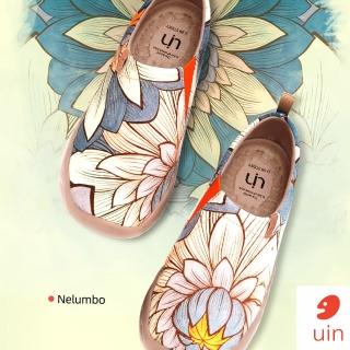 【uin】西班牙原創設計 女鞋 荷與蓮彩繪休閒鞋W0101074(彩繪)