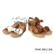 【TINO BELLINI 貝里尼】西班牙進口夏氛悠閒牛皮釦帶楔型涼鞋FSPO0003(白)
