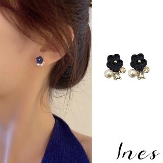 【INES】韓國設計S925銀針小巧花朵美鑽寶石珍珠造型耳環(S925銀針耳環 寶石耳環 珍珠耳環)