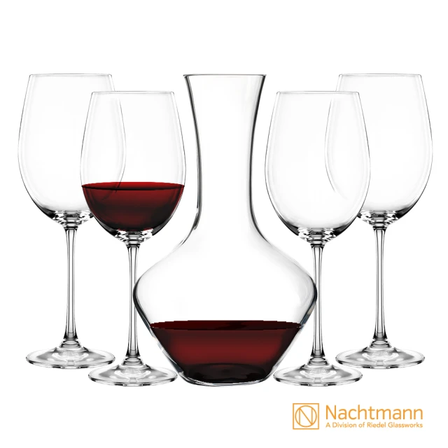 【Nachtmann】德國超值美杯5件組 維芳迪Vivendi醒酒器+紅酒杯(夏季新品)