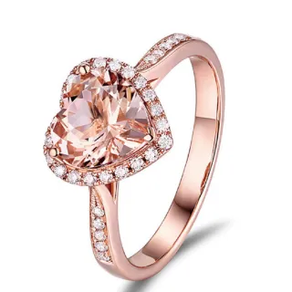 【Sayaka 紗彌佳】戒指 飾品  純粹的愛滿鑽環繞心型鑲鑽戒指 -玫瑰金