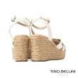 【TINO BELLINI 貝里尼】巴西進口夏氛優雅休閒繫踝草編楔型涼鞋FSPO0006(白)