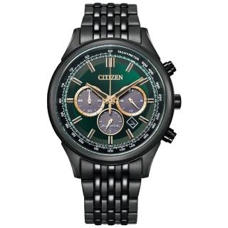 【CITIZEN 星辰】光動能 幻影騎士競速計時男錶-綠/41.7mm 母親節限定(CA4418-82X)