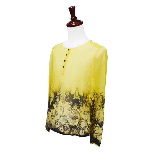 【AIGNER 艾格納】蠶絲花朵圖騰上衣(黃色)