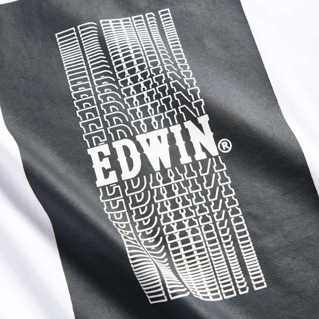 【EDWIN】男女裝 網路獨家↘3D色塊LOGO短袖T恤(白色)