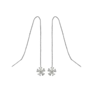 【Sayaka 紗彌佳】耳環 飾品  925純銀清新優美冰晶梅花造型鑲鑽耳線耳環 -單一款式