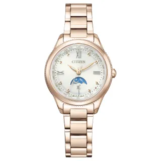【CITIZEN 星辰】XC 日月顯示鈦金屬電波光動能女錶/29mm 母親節(EE1004-57A)
