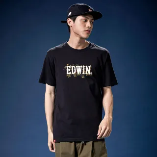 【EDWIN】男女裝 網路獨家↘晶片LOGO短袖T恤(黑色)