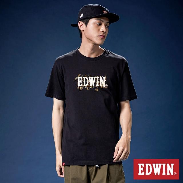 【EDWIN】男女裝 網路獨家↘晶片LOGO短袖T恤(黑色)