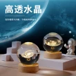 【YUNMI】3D內雕發光水晶球 氣氛燈 玻璃球燈 床頭燈 桌面擺件 8CM 交換禮物(太陽系 銀河)