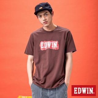 【EDWIN】男女裝 網路獨家↘塗鴉LOGO短袖T恤(深咖啡)