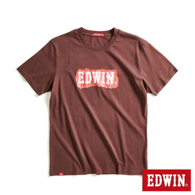 【EDWIN】男女裝 網路獨家↘塗鴉LOGO短袖T恤(深咖啡)