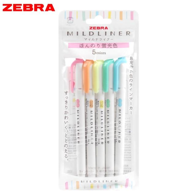 ZEBRA 斑馬牌 MILDLINER 雙頭柔性螢光筆 袋裝淡柔系5色組