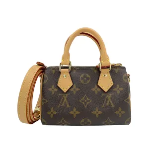 【Louis Vuitton 路易威登】Nano Speedy 迷你手提斜背波士頓包(M81085-咖)